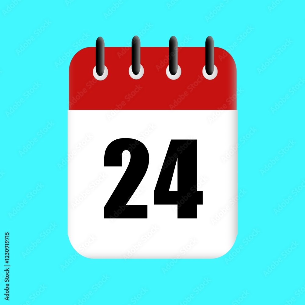 24th date calendar icon vector design illustration. holiday. red date 24th date calendar icon vector design illustration. holiday. red date