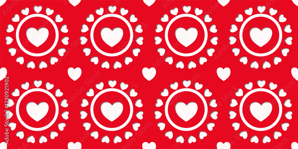 White Heart Seamless Pattern on red Background. Love romantic theme. Pattern hearts with Love for Valentine's Day. Valentines day background. Vector abstract texture with small hearts White Heart Seamless Pattern on red Background. Love romantic theme. Pattern hearts with Love for Valentine's Day. Valentines day background. Vector abstract texture with small hearts