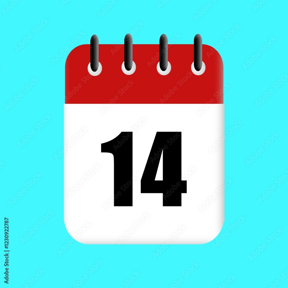 14th date calendar icon vector design illustration. holiday. red date 14th date calendar icon vector design illustration. holiday. red date