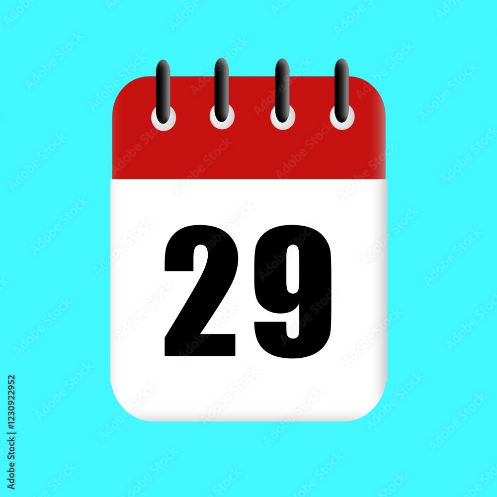 29th date calendar icon vector design illustration. holiday. red date 29th date calendar icon vector design illustration. holiday. red date