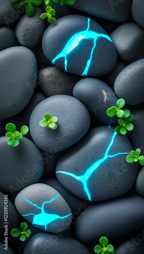 Dark Grey River Rocks, Pebble Texture, Smooth Stones, Natural Background