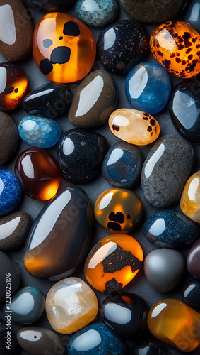 Polished Agate Stones Diverse Colors, Natural Patterns, Smooth Textures