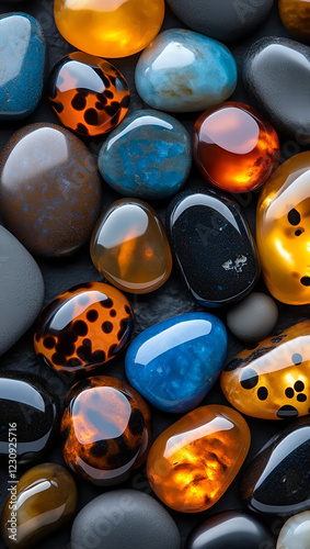 Polished Agate Stones Diverse Colors, Natural Patterns, Smooth Textures