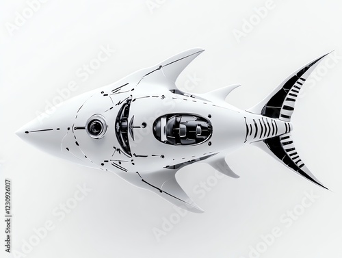 Cybernetic shark with a jet propulsion system, hightech marine design, 3D illustration photo