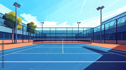 Professional Padel Court Game Flat Vector Illustration for Sports Marketing