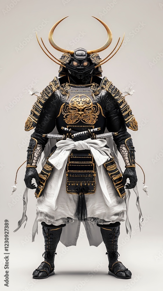 Fototapeta premium Samurai crab warrior, ornate armor, dramatic pose, 3D illustration
