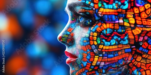 Stereogram fashionista - female model in stylish clothing with an abstract stereogram theme