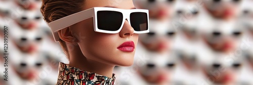Stereogram fashionista - female model in stylish clothing with an abstract stereogram theme