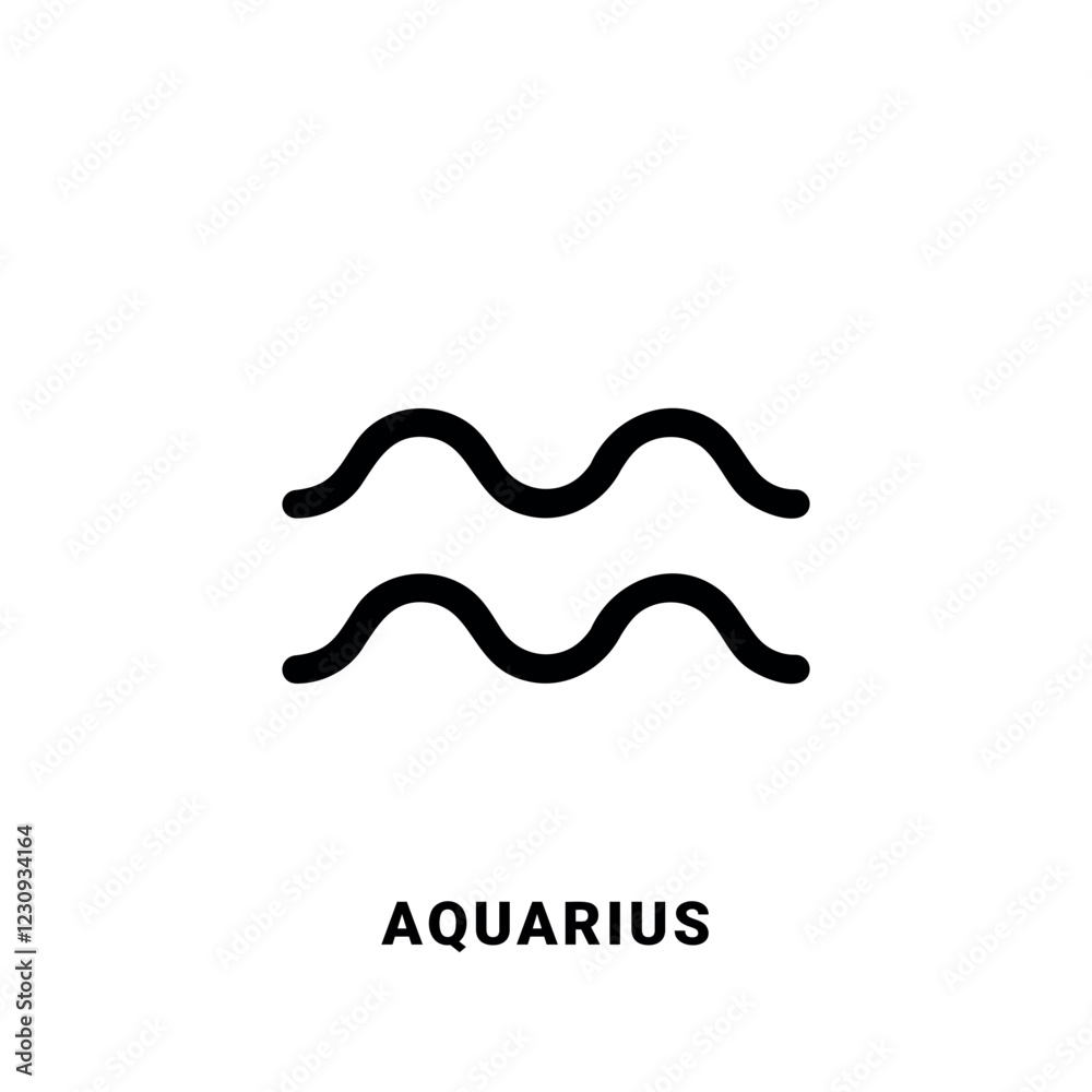 Aquarius zodiac sign, black symbol, single vector design element Aquarius zodiac sign, black symbol, single vector design element