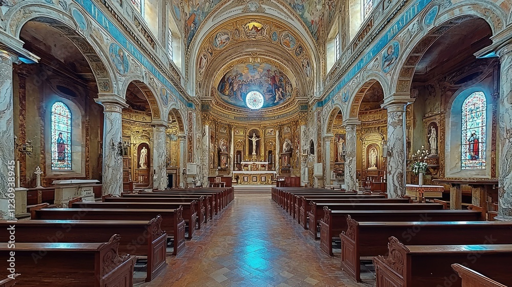Fototapeta premium Ornate Church Interior Architectural Detail and Artwork