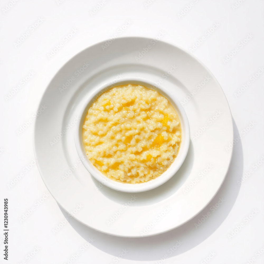 Macaroni and Cheese on White Plate, Overhead View, Minimalist Food Photography Macaroni and Cheese on White Plate, Overhead View, Minimalist Food Photography