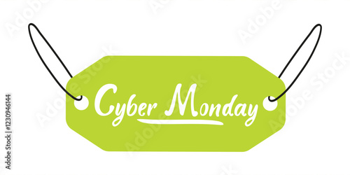 Cyber Monday sale label promoting online discounts and shopping events for holiday season