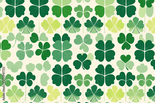 Bold St. Patrick’s Day Seamless Pattern with Clovers on white background