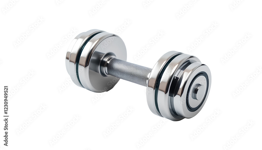 Glossy Metal Dumbbell displayed with Transparent Background Glossy Metal Dumbbell displayed with Transparent Background