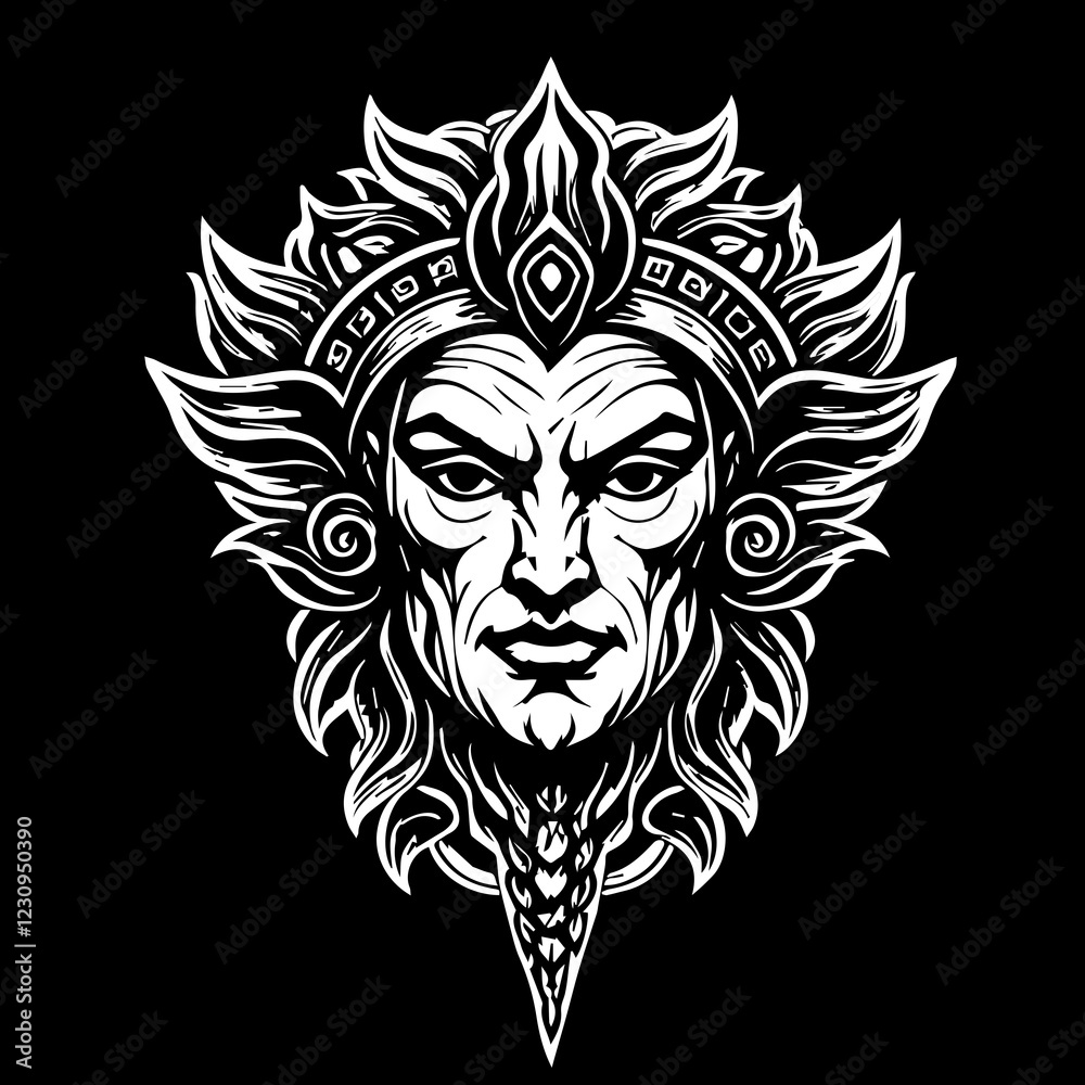 Obraz premium Zeus Logo Design with Serpent Vector Illustration