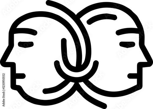 Black and White Vector Illustration of Two Faces Representing Dual Personalities