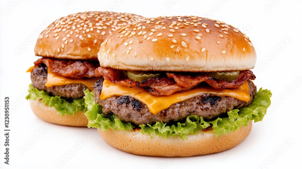 Juicy Beef Burgers with Melted Cheese and Crispy Bacon Juicy Beef Burgers with Melted Cheese and Crispy Bacon