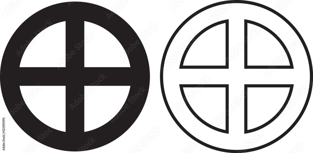 solar cross or wheel cross symbol solar cross or wheel cross symbol