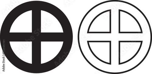 solar cross or wheel cross symbol