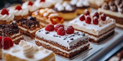 Wallpaper Mural Delightful assortment of pastries and cakes displayed in a bakery showcasing fresh and vibrant desserts Torontodigital.ca