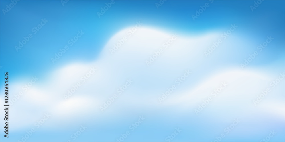 Blue sky background with rays of light. Summer bright vector sunny cloud gradient. Skyline abstract shine sunlight flare. Day heaven cloud burst. Spring glow cloudy weather. Sunrise religious effect