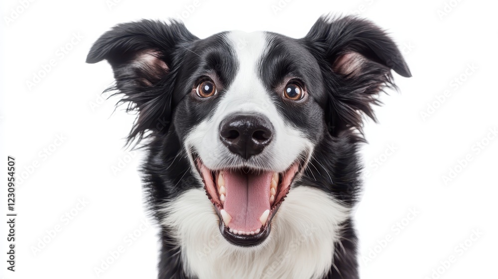 Happy Border Collie Dog with Open Mouth and Bright Eyes Happy Border Collie Dog with Open Mouth and Bright Eyes