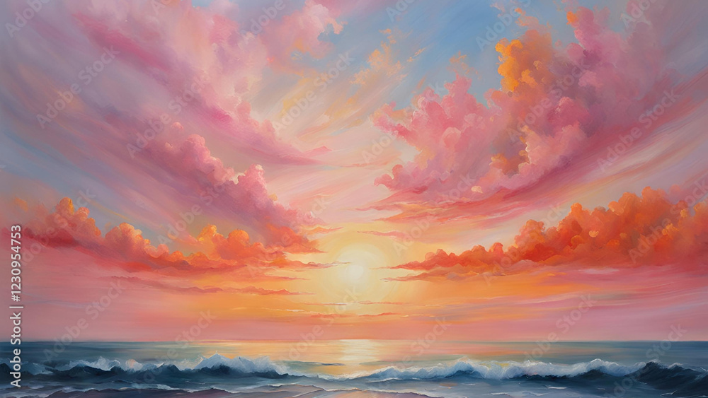 Fototapeta premium A breathtaking sunrise casts its glow upon the ocean