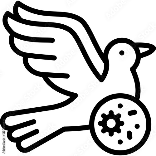 bird flu icon illustration design with outline