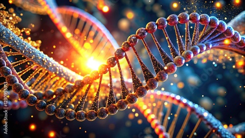 High-resolution 3D animation of a rotating DNA helix, rendered in breathtaking 4K. photo