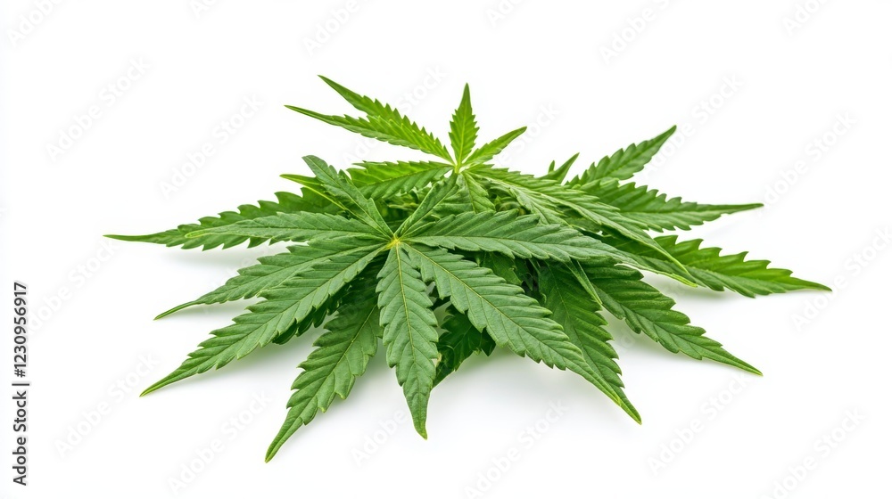 Green Cannabis Leaves Isolated on White Background for Design Use Green Cannabis Leaves Isolated on White Background for Design Use