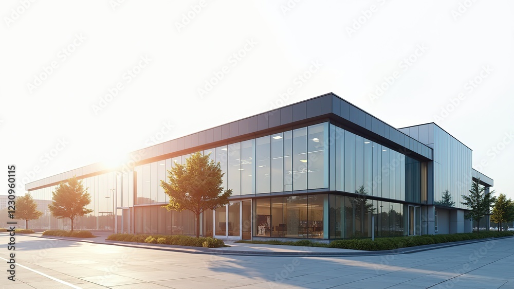 Obraz premium Modern Glass Building, Stunning Sunlight