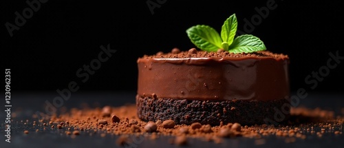 Wallpaper Mural Decadent Chocolate Cake with Mint - Dramatic Black Background Torontodigital.ca