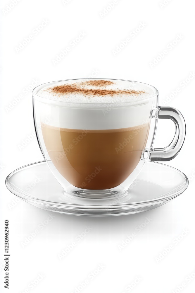 Elegant Glass Cup with Creamy Latte and Cinnamon Sprinkles Delight Elegant Glass Cup with Creamy Latte and Cinnamon Sprinkles Delight