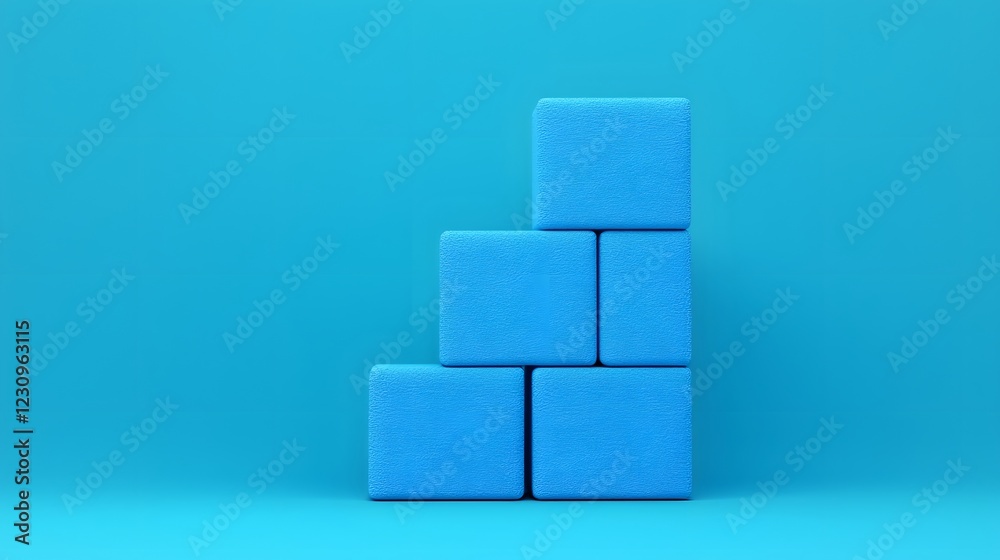 Visualizing Growth: A Three-Dimensional Staircase of Blue Cubes Against a Bright Background. Financial Growth Concept with 3D Graph Representing Increased Contribution Limits Visualizing Growth: A Three-Dimensional Staircase of Blue Cubes Against a Bright Background. Financial Growth Concept with 3D Graph Representing Increased Contribution Limits