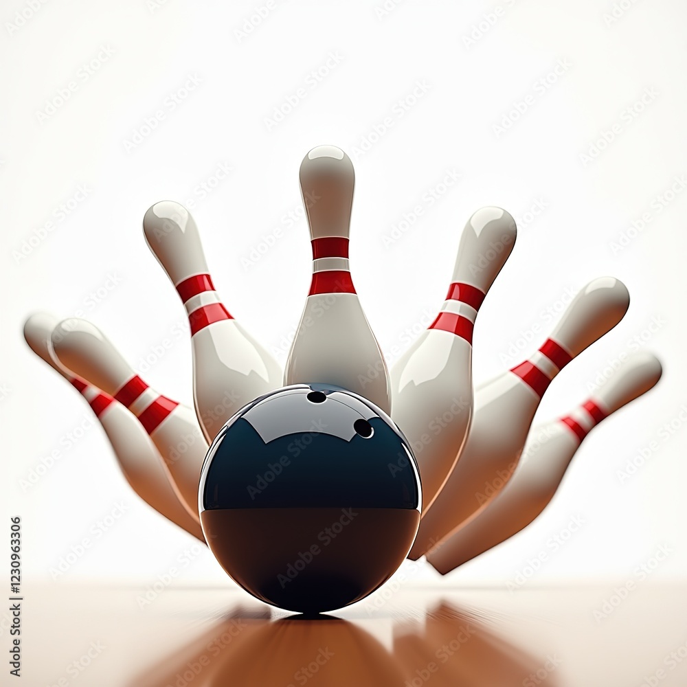 Bowling Strike Close-Up Bottom View Action Shot Bowling Strike Close-Up Bottom View Action Shot