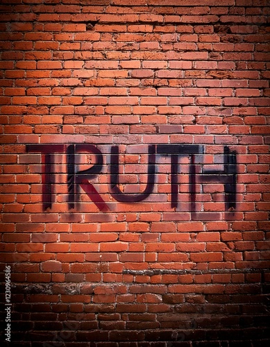 the word truth painted in grafitti urban art style on a brick wall