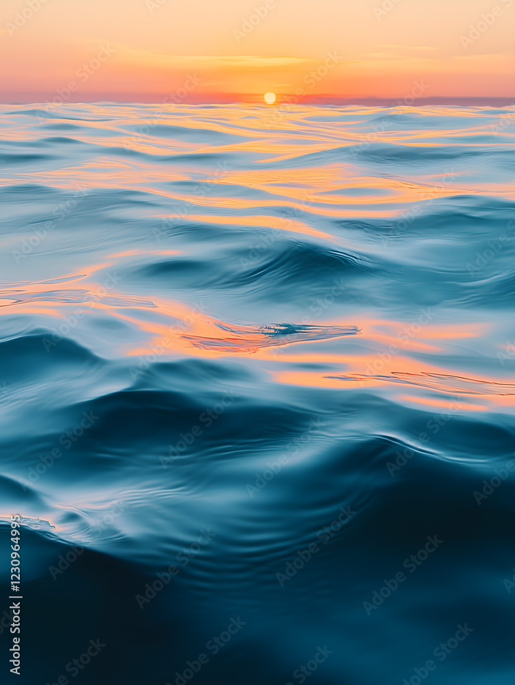 Serene Twilight Ocean Waves with Pink Sunset Sky Serene Twilight Ocean Waves with Pink Sunset Sky