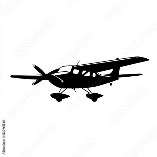 A simple black silhouette of a cessna airplane against a white background vector design