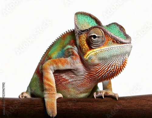 Chameleon Furcifer Pardalis - Ambilobe (18 months) in front of a white photo