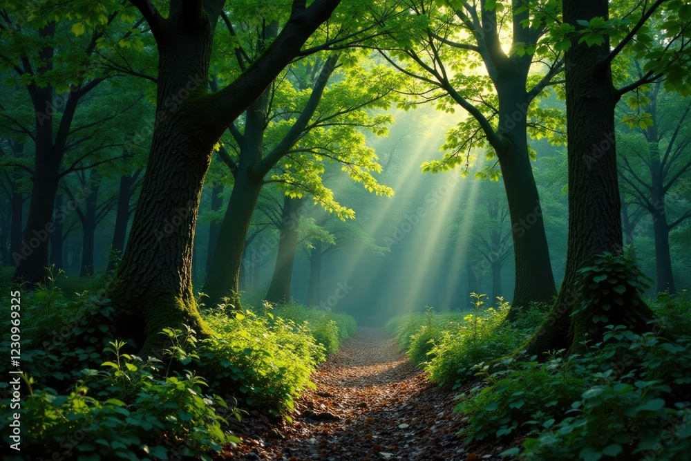 Obraz premium Forest trees with holunder branches intertwined, twigs, entwined