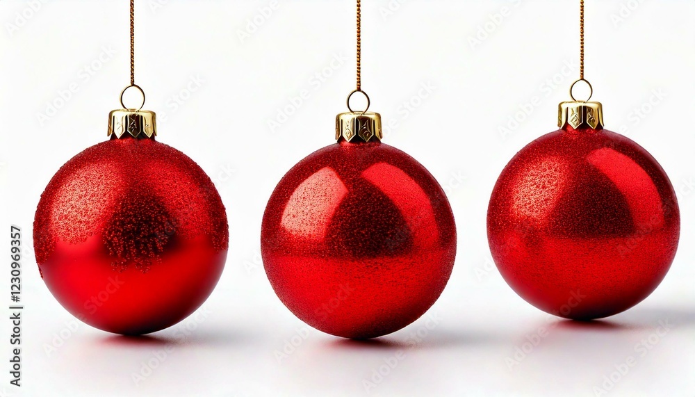 Christmas ornaments isolated on white background. Set of three falling Christmas ornaments isolated on white background. Set of three falling