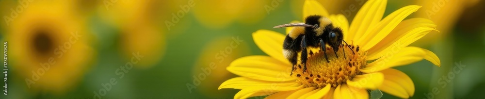 Large earth bumblebee resting on sunflower stem, stem, bumblebee, insect Large earth bumblebee resting on sunflower stem, stem, bumblebee, insect