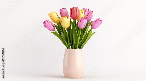 Wallpaper Mural Pastel Tulips in a Pink Vase A Springtime Bouquet Torontodigital.ca