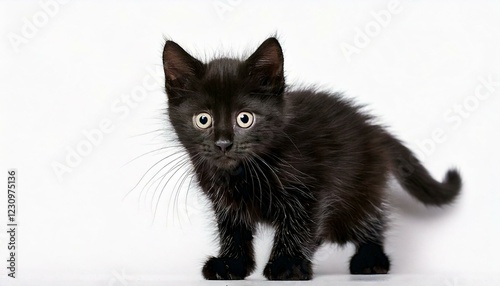 Front view of a Norwegian Forest cat sitting, looking at the camera,