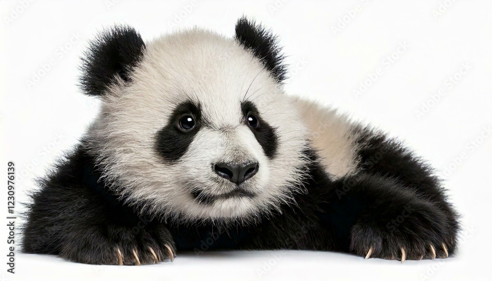 Naklejka premium Giant Panda (18 months) - Ailuropoda melanoleuca in front of a white