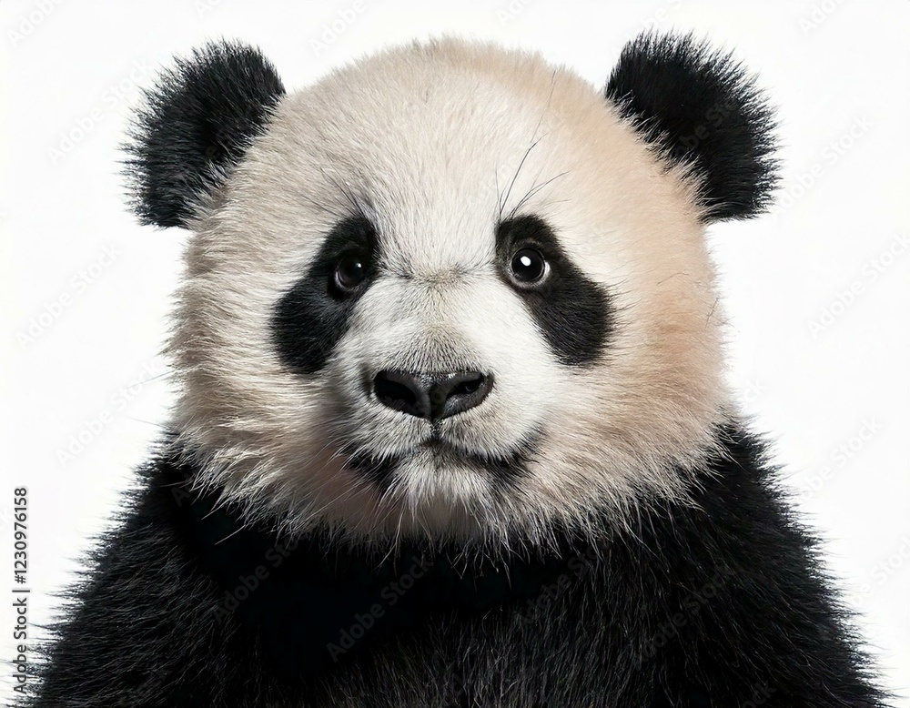 Obraz premium Giant Panda (18 months) - Ailuropoda melanoleuca in front of a white