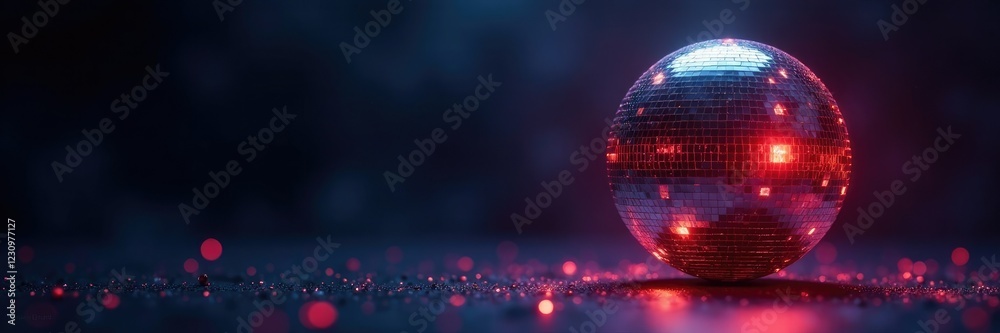 Obraz premium Shimmering Disco Ball against Dark Background, mysterious, dark background, shadows
