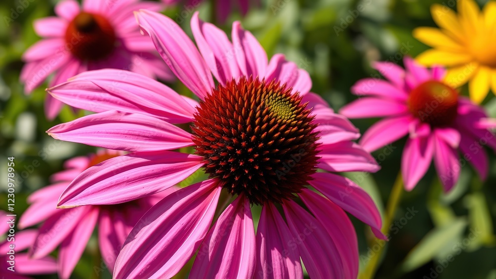 Stunning Coneflower Rubinstern Echinacea Purpurea Summer Bloom, High-Resolution Photo Stunning Coneflower Rubinstern Echinacea Purpurea Summer Bloom, High-Resolution Photo