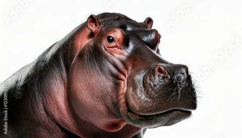 Hippopotamus - Hippopotamus amphibius ( 30 years) in front of a white background photo