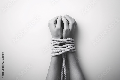 bound hands in black and white